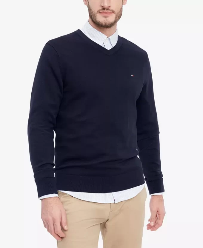 Suéter Tommy Hilfiger Masculino V-Neck Azul Marinho