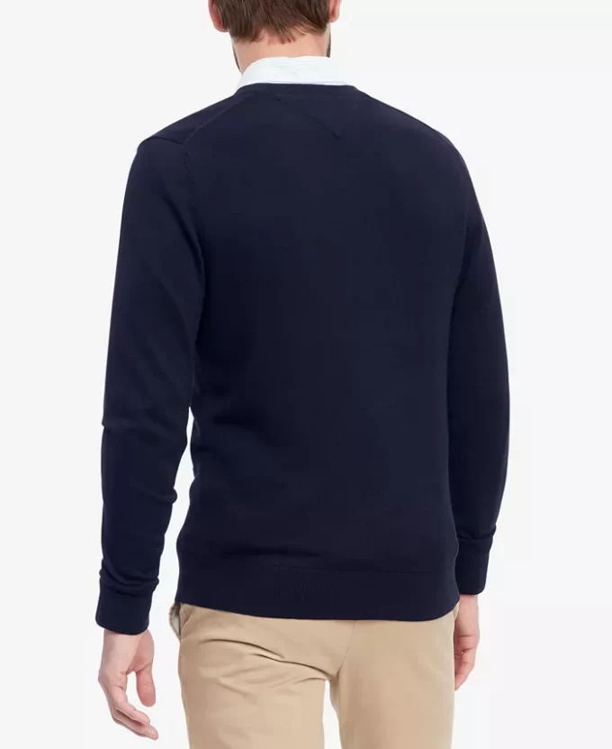 Suéter Tommy Hilfiger Masculino V-Neck Azul Marinho - Image 4