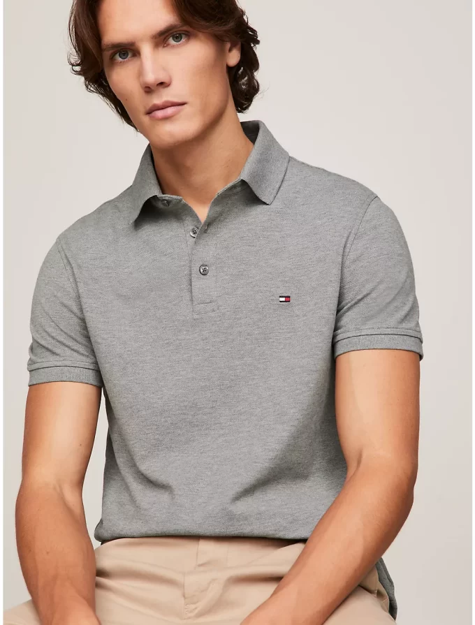 Camisa Polo Slim Fit Masculina Tommy Hilfiger  - Cinza - Image 2