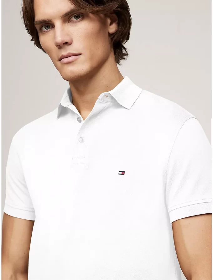 Camisa Polo Slim Fit Masculina Tommy Hilfiger  - Branca - Image 3