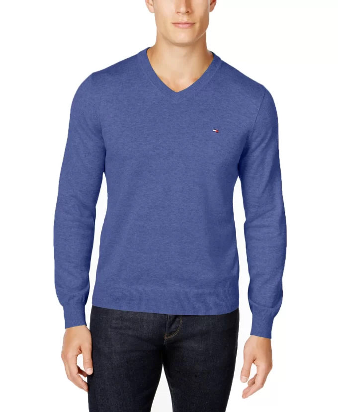 Suéter Tommy Hilfiger Masculino V-Neck Azul Fundo do Mar